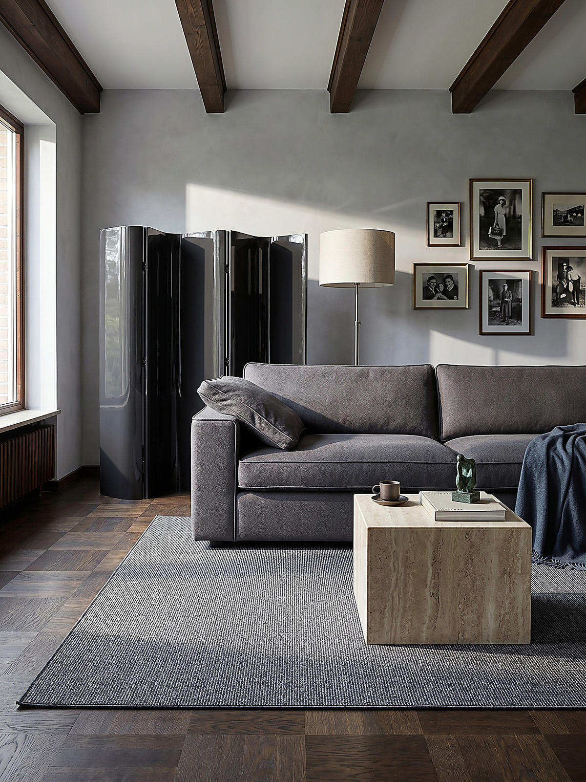 TEPPICH Niederflor Uni COLFOSCO Polypropylen Beige 133 x 133 cm - Anthrazit, Textil (160/230cm) - KADIMA DESIGN
