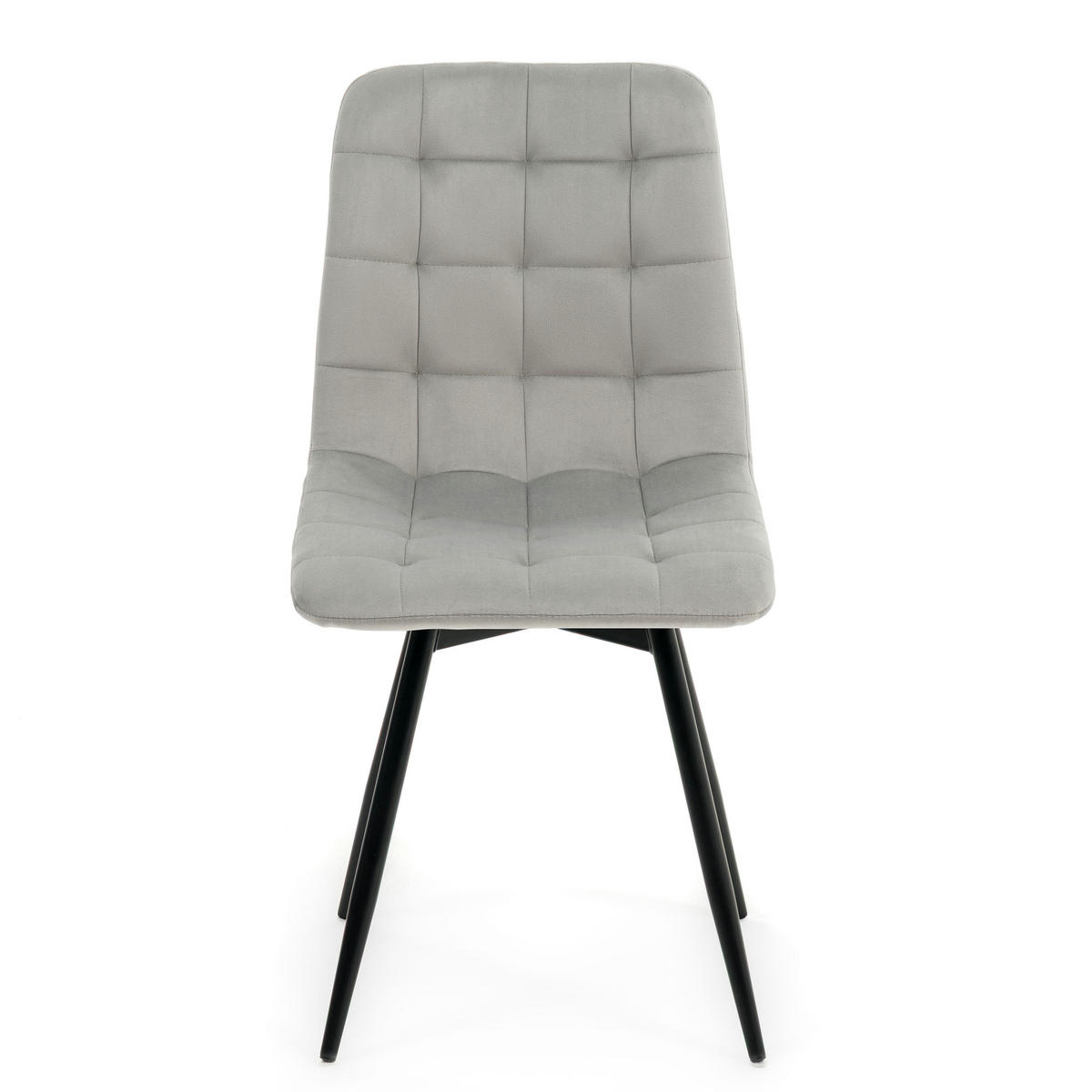 STUHL ARCO drehbar gepolstert mit Steppung - hellgrau - Samt Velours - Hellgrau/Schwarz, Textil/Metall (46/90/51cm) - NEW HOME