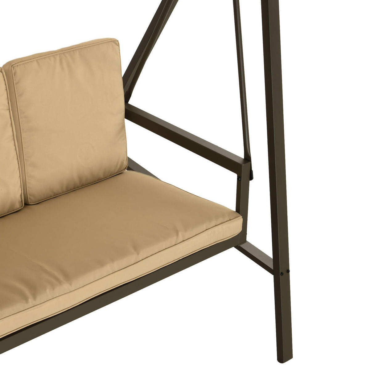 HOLLYWOODSCHAUKEL 3-Sitzer mit kippbarem Sonnendach und Polsterung, Beige - Beige, Textil (125/175/200cm) - Redom