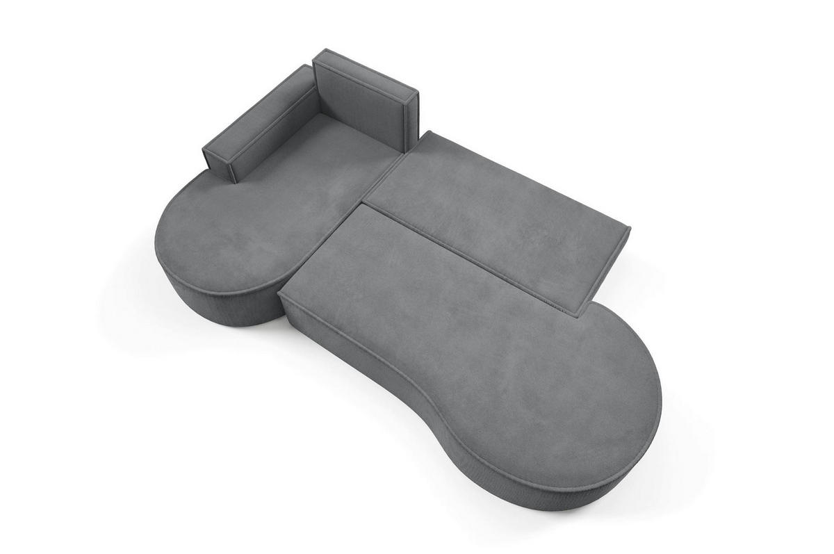 ECKSOFA Flow Graphit, mit Schlaffunktion und Kissen in Curio Stoff, linke seite - Graphitfarben, Holzwerkstoff/Textil (277/157cm) - Bettso