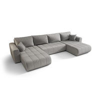 ECKSOFA mit schlaffunktion und bettkasten MILO U, stoff MONOLITH, Hellgrau - Hellgrau, Holz (384/190cm) - Kaiser Möbel