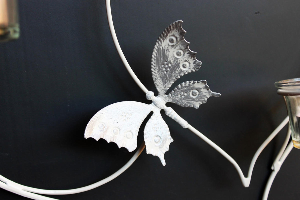 TEELICHTHALTER für die Wand Herz 39cm Weiß Metall - Weiß, Metall (30cm) - DanDiBo