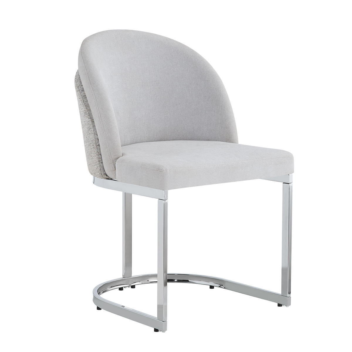 ESSZIMMERSTUHL 2er Set Chenille Stoff Hellgrau Silber Modern - Grau, Textil (59/85/52cm) - FLIEKS
