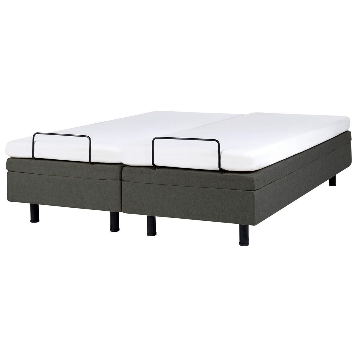 POLSTERBETT Verstellbar 160/200 cm Dunkelgrau Duke II - Dunkelgrau/Schwarz, Textil (160/200cm) - Beliani