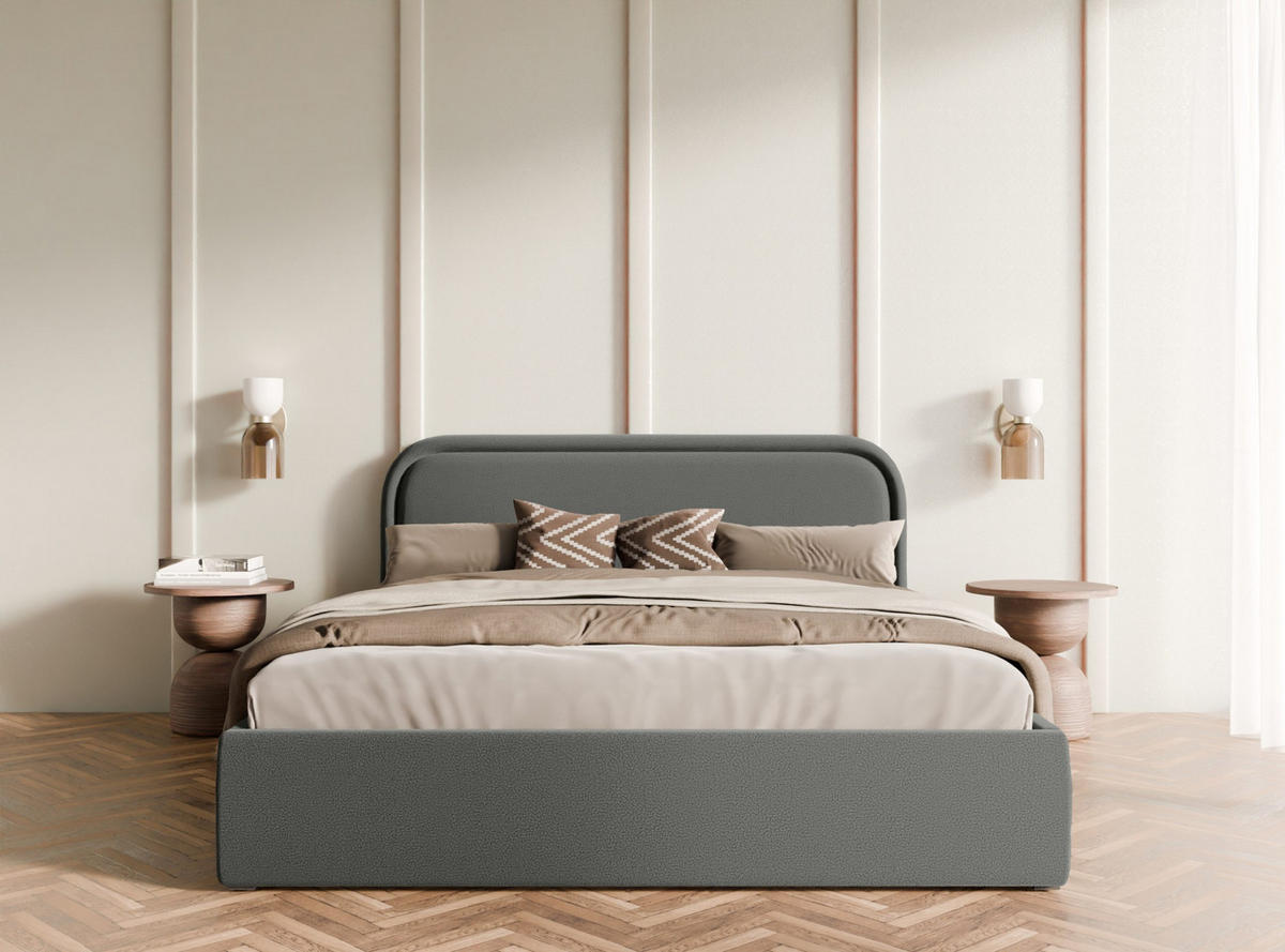 POLSTERBETT Juko 180x200 cm, Graphit - Graphitfarben, Textil (180/200cm) - Fedve