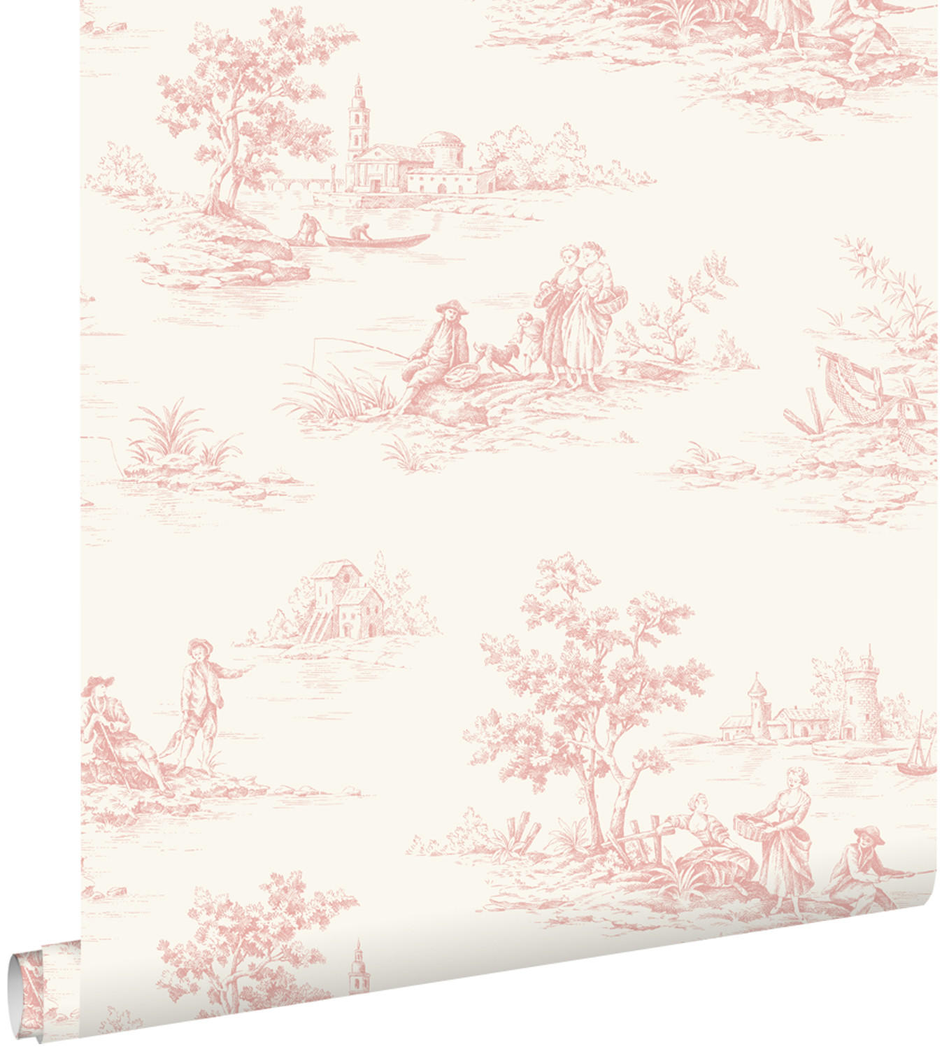 TAPETE Toile de Jouy 50 x 900 cm - Weiß, Papier (50/900cm) - ESTAhome
