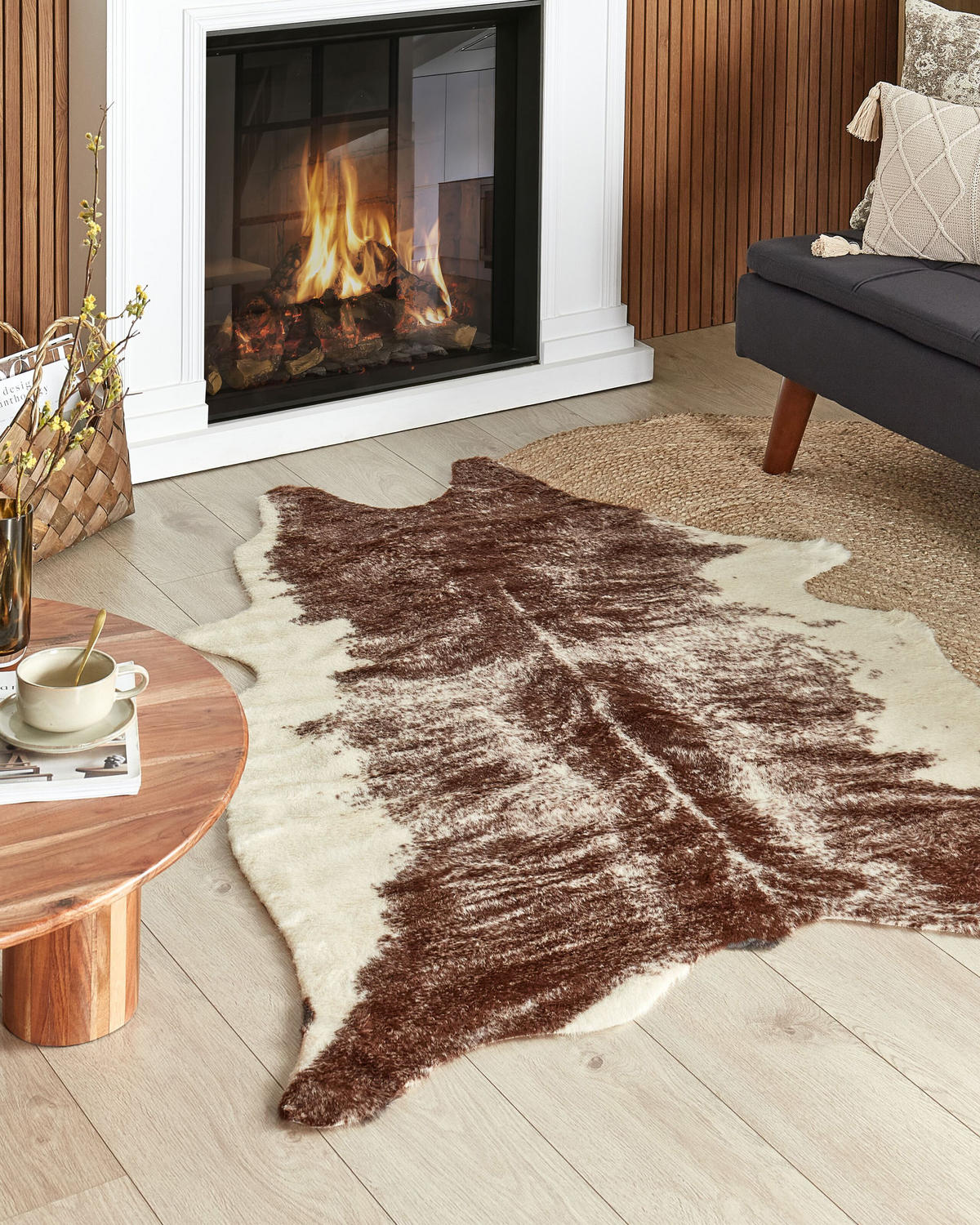 KUHFELL-TEPPICH Zeil 170/130 cm - Beige/Braun, Textil (130/170cm) - Beliani
