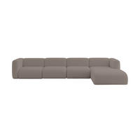 ECKSOFA Ottomane Rechts MIRA-L3 409x179x70 Braun Bouclé - Dunkelbraun/Schwarz, Holzwerkstoff/Kunststoff (409/179cm) - ALTDECOR