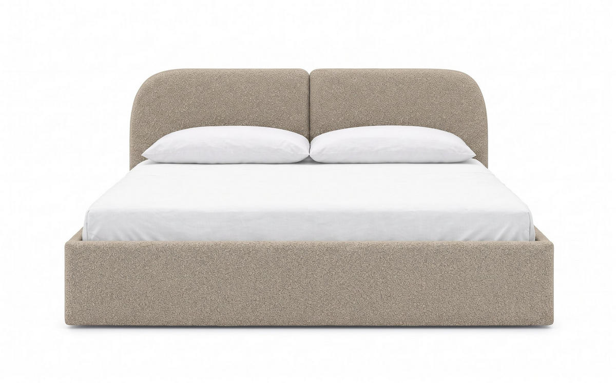 POLSTERBETT Sogno Taupe 160x200 cm, mit Bettkasten und weichem Kopfteil, Bouclé - Taupe, Holzwerkstoff/Textil (160/200cm) - Bettso