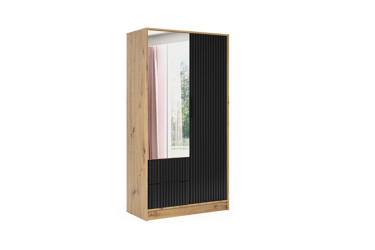 KLEIDERSCHRANK NOA - 120 cm - Eiche Artisan|Schwarz - Schwarz/Eiche Artisan, Holzwerkstoff (102/200/51cm) - ALTDECOR