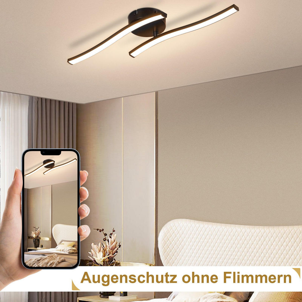 LED-DECKENLEUCHTE Kotz 10/51.5/7.3cm - Schwarz, Kunststoff (51.5/10/7.3cm) - Nettlife