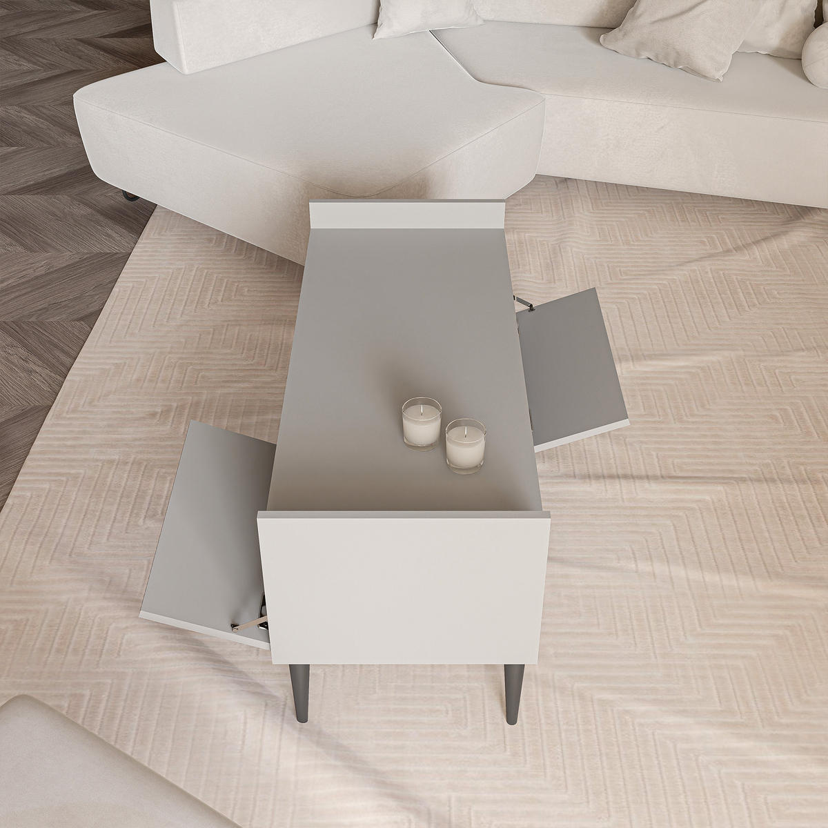 COUCHTISCH SCALA 100/60/45 cm Rechteckig, Kaschmir - Kaschmir/Schwarz, Holzwerkstoff/Metall (60/100/45cm) - Idohome