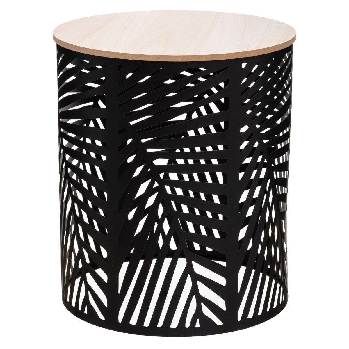 COUCHTISCHE-SET Blattmotiv Schwarz - Schwarz, Metall (39/39/45cm) - Atmosphera Createur d´interieur