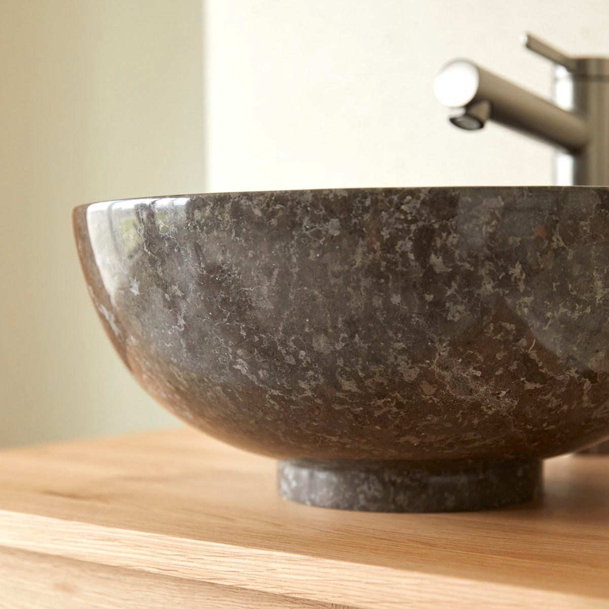 WASCHBECKEN Bahya Grau aus Marmor - Grau, Stein (35/15/35cm) - Tikamoon