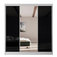SCHRANK Weiß Schwarz Lacobel VIOLA V200 Mit Spiegel - Transparent/Schwarz, Holzwerkstoff (200/215/61cm) - Sepro Meble