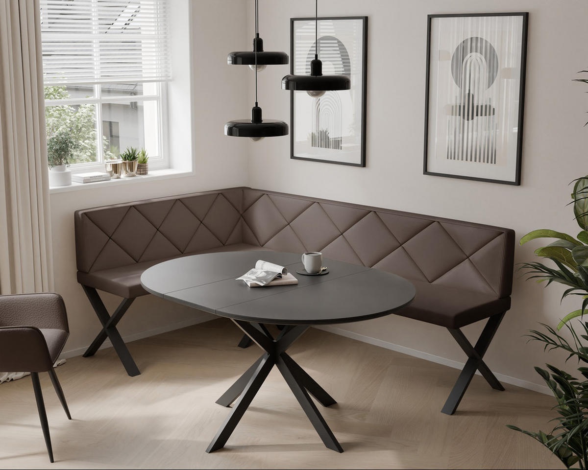ECKBANK links VERO X Kunstleder gesteppt, 142/196 cm Braun - Braun, Kunststoff/Textil (142/196cm) - Idohome