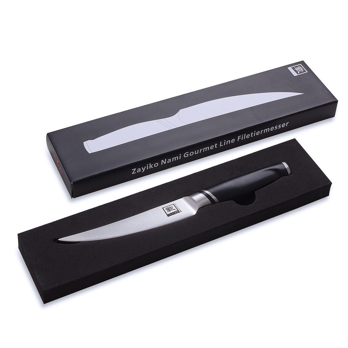 FILETIERMESSER 15,5 cm - Schwarz, Metall (28cm) - Zayiko