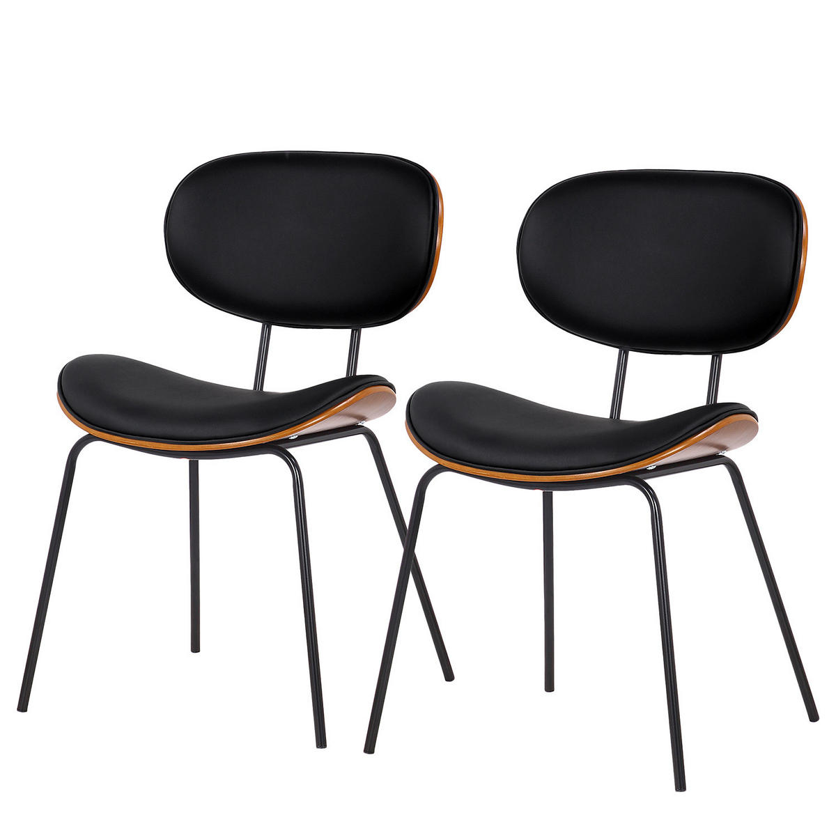 ESSZIMMERSTUHL - Kunstleder / Eisen, 2er-Set - Schwarz, Kunststoff (51/79/57cm) - home24