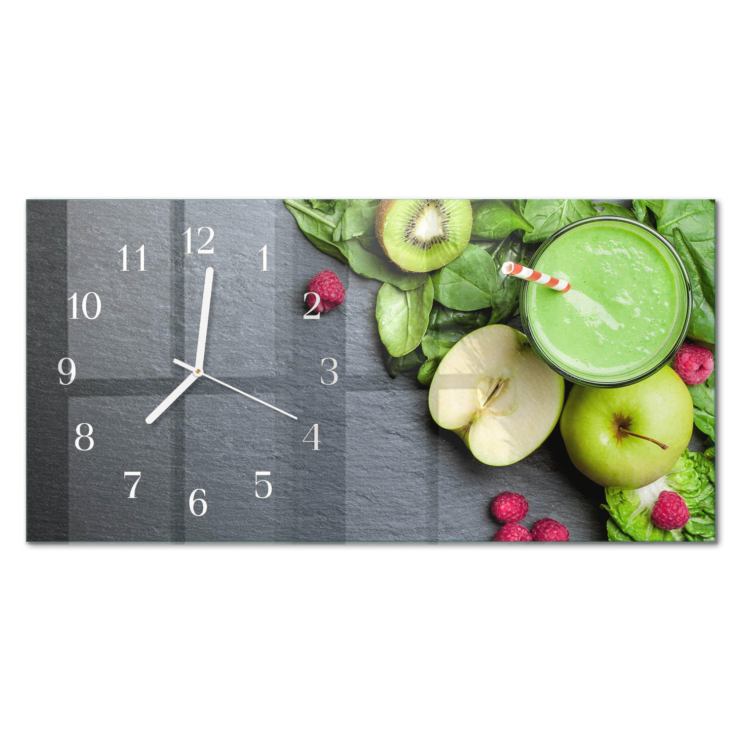 WANDUHR 60x30 cm - Waldweg - Grün, Glas (60/30/0.4cm) - TULUP