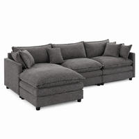 ECKSOFA modular 3-Sitzer Chenille Grey mit Hocker - Grau, Textil (154/267cm) - Meubliv
