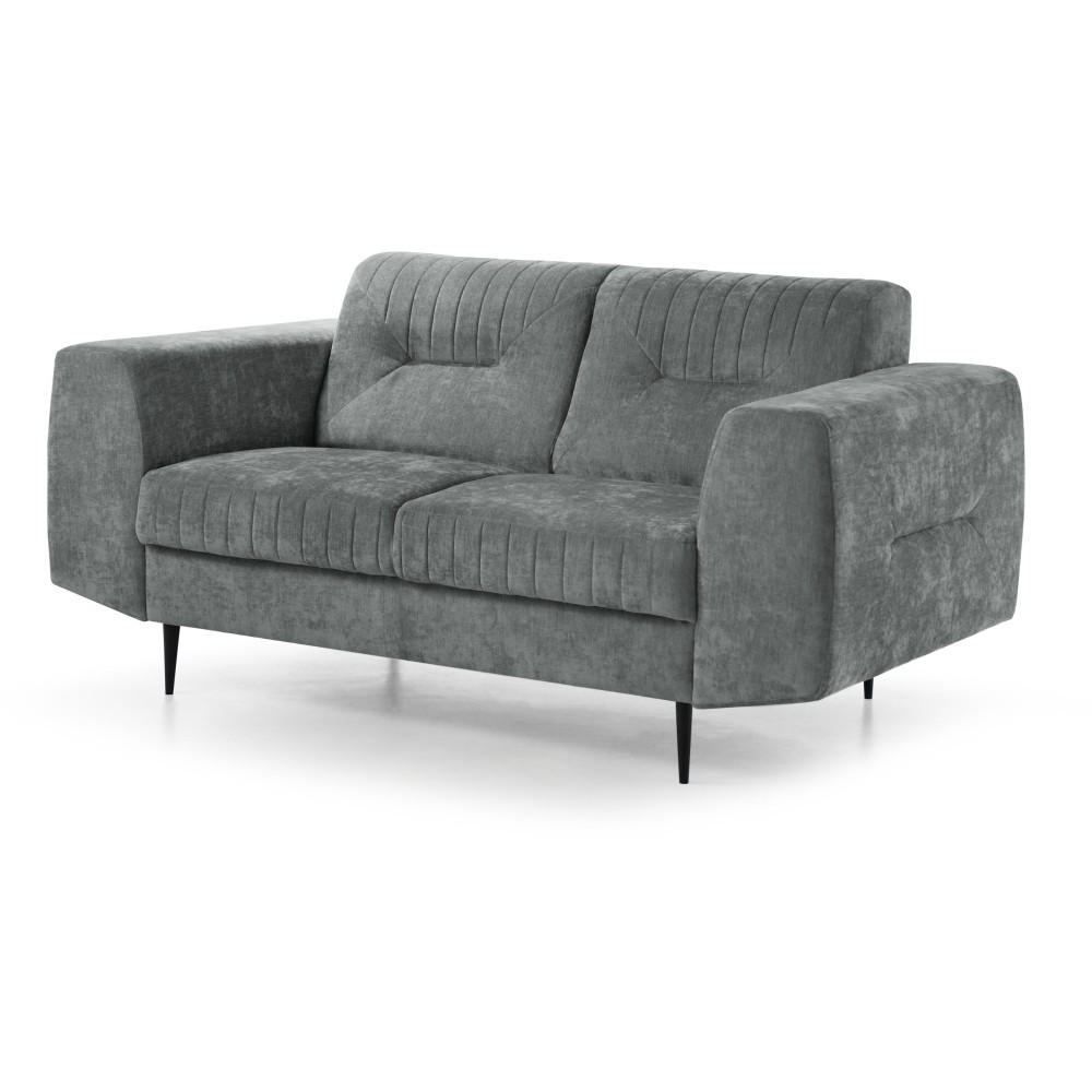 SOFA Venezia 2-Sitzer mit Metallbeinen, dunkelgrau, 233 cm - Dunkelgrau/Schwarz, Holzwerkstoff/Metall (172/85/94cm) - Beautysofa