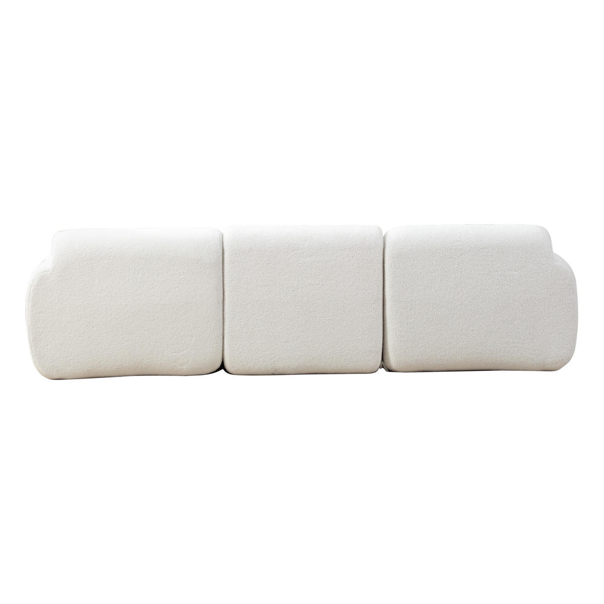 ECKSOFA 271/177/71 cm Elfenbein Chenille mit Fußhocker - Ecru, Textil (271/177cm) - Oxeza