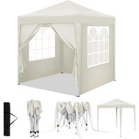 PAVILLON 2x2m mit 4 Seitenwänden UPF 50+ UV Schutz Beige - Beige, Kunststoff/Metall (200/240/200cm) - Woltu