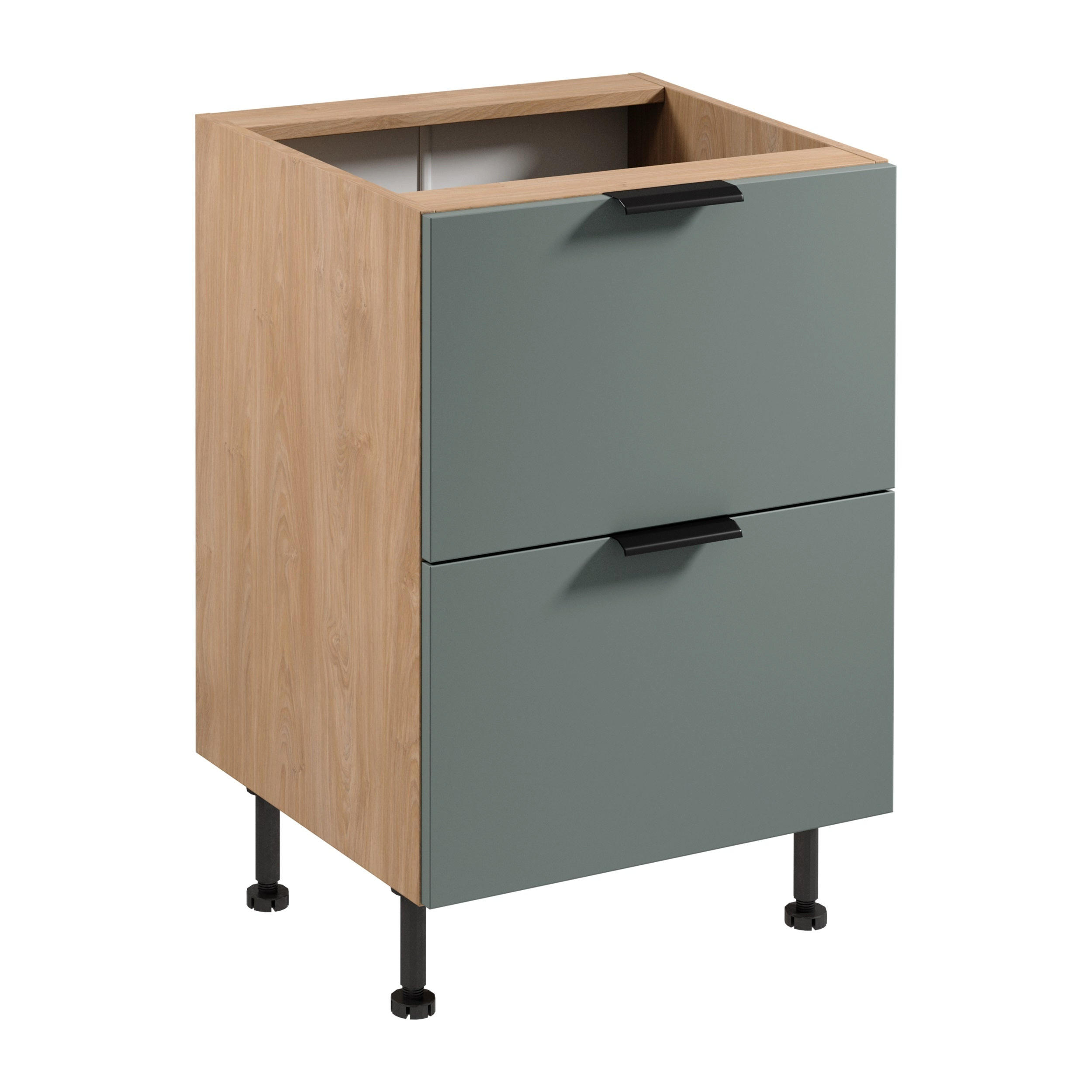 UNTERSCHRANK D60S2 AX – Sorento Grün Sonoma Eiche – Grün / Sonoma Eiche - Sonoma Eiche/Grün, Holzwerkstoff (60/87/52cm) - ROYAL24_MARKT