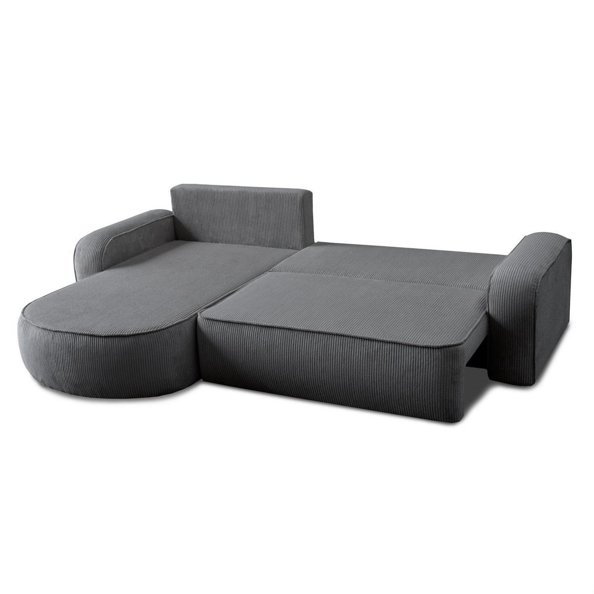 ECKSOFA VENUS mit Schlaffunktion und Bettkasten, Poso 60 - Grau, Textil (275/178cm) - Lookway