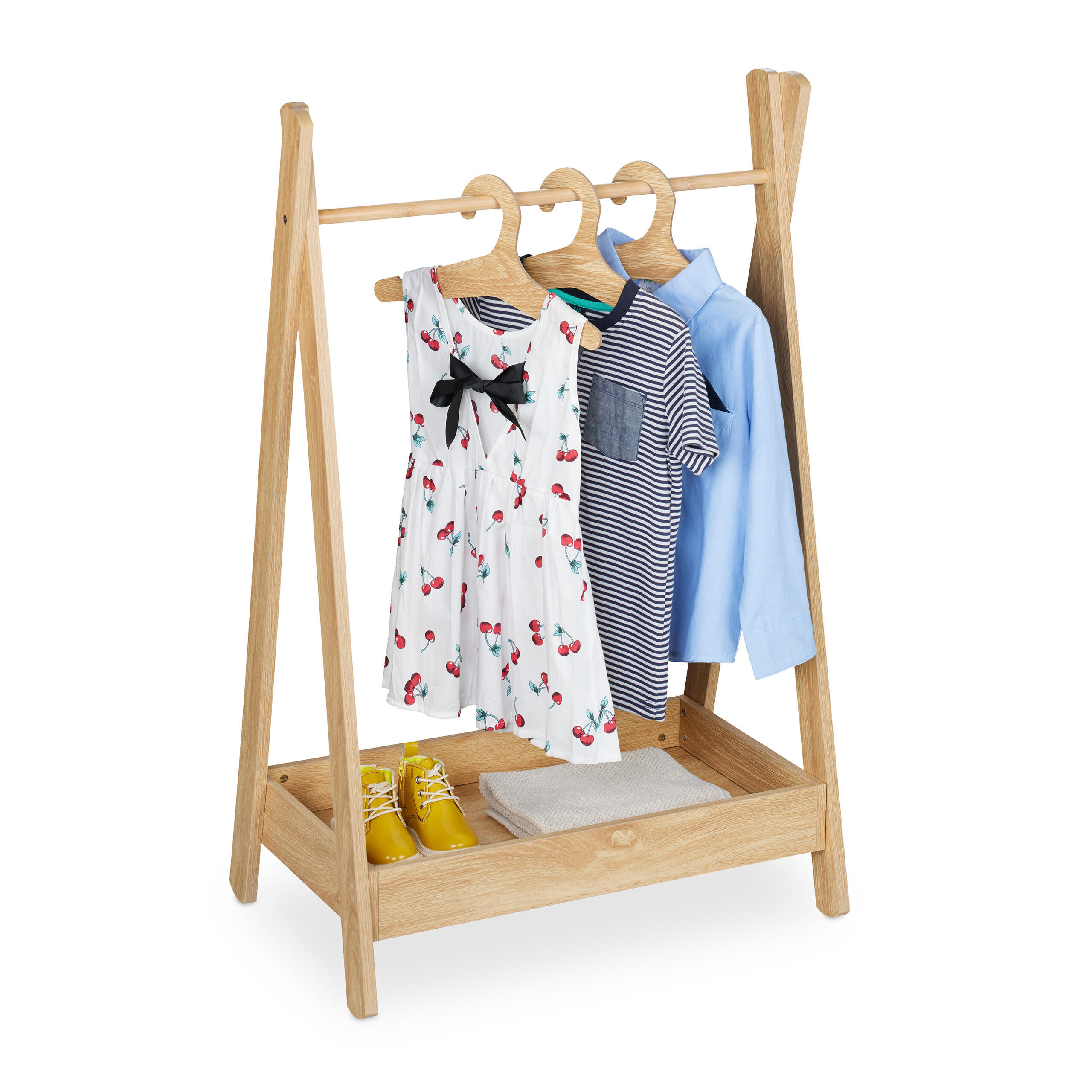 KINDER-KLEIDERSTÄNDER - Hellbraun, Holz/Holzwerkstoff (62/98.5/40cm) - Relaxdays