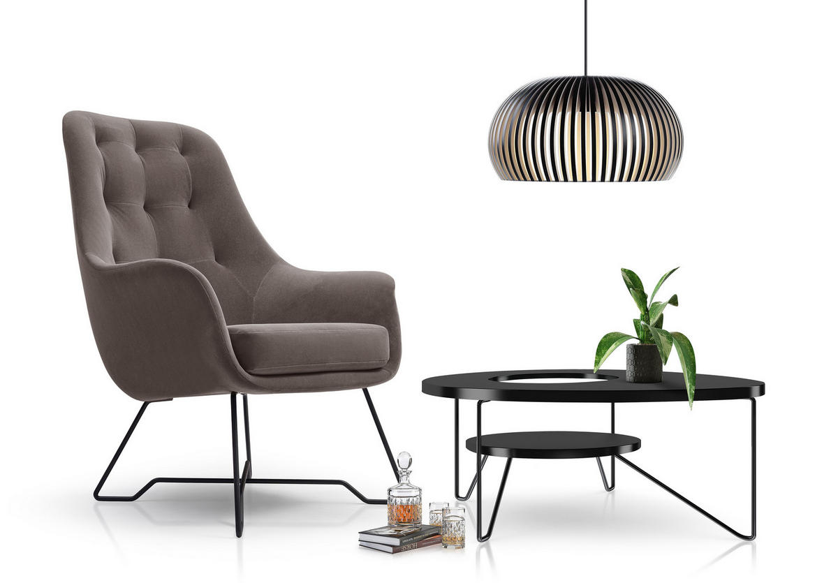 SESSEL SEDUTA, Modern Polstersessel Loungesessel, Velours-Stoff Grau - Grau, Holz/Metall (72.5/101.5/83cm) - MASSENO