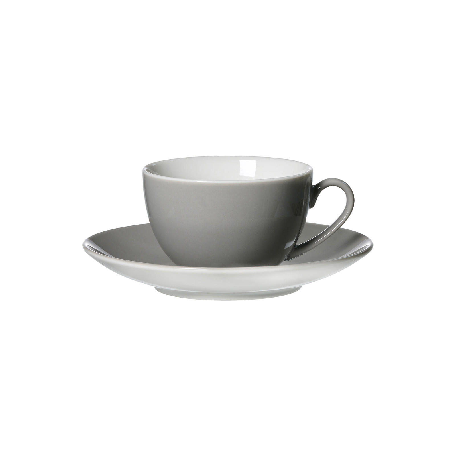 KAFFEETASSE MIT UNTERTASSE Doppio Grau 200 ml - Grau, Keramik (16/8/16cm) - Ritzenhoff Breker