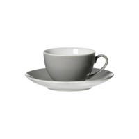 KAFFEETASSE MIT UNTERTASSE Doppio Grau 200 ml - Grau, Keramik (16/8/16cm) - Ritzenhoff Breker