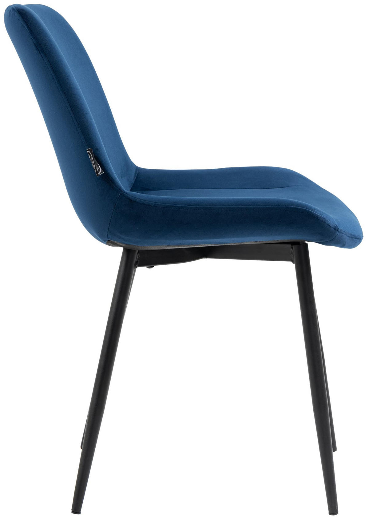 STUHL 4er Set Samt blau - Blau/Schwarz, Textil/Metall (51/80/60cm) - CLP