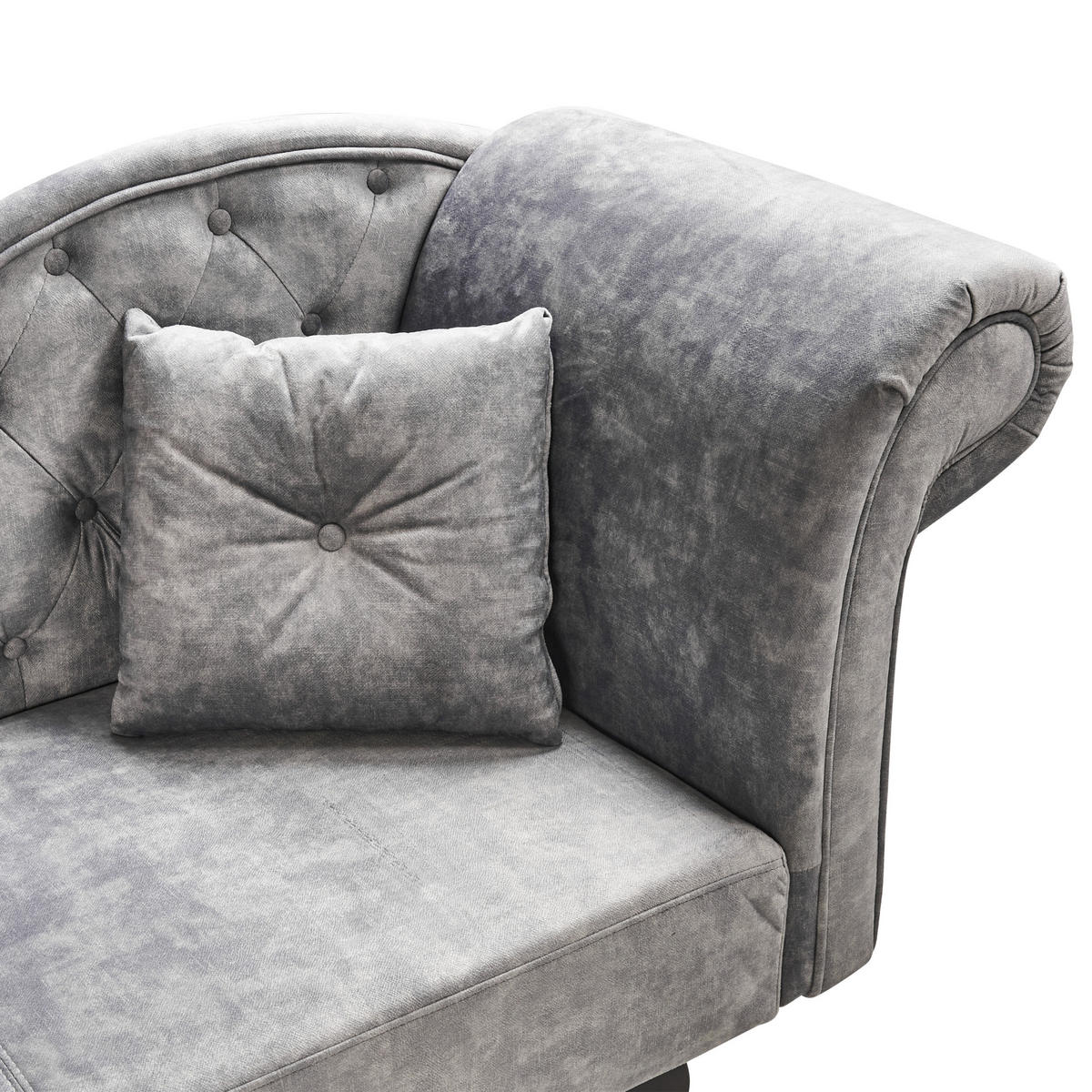 ČALOUNĚNÉ LEHÁTKO CHAISE LONGUE PRAVOSTRANNÉ Sametová látka Šedé s polštářem Lattes II - tmavě šedá/hnědá, textil (192/81/59cm) - Beliani