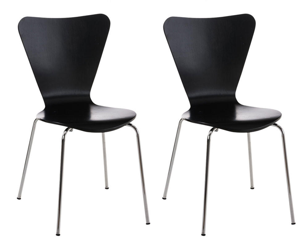 BESUCHERSTUHL 2 Holz Schwarz - Schwarz, Holz/Metall (45/85/49cm) - CLP