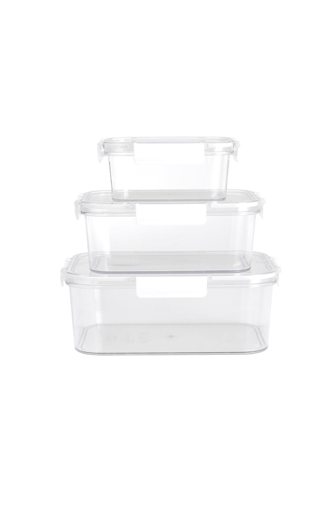 FRISCHHALTEDOSEN 3er-Set aus PP Kunststoff in Transparent Rechteckig 23 x 16,5 x 8,6 cm - Weiß, Glas (23/8.6/16.5cm) - Livingandhome
