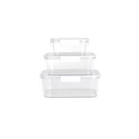 FRISCHHALTEDOSEN 3er-Set aus PP Kunststoff in Transparent Rechteckig 23 x 16,5 x 8,6 cm - Weiß, Glas (23/8.6/16.5cm) - Livingandhome