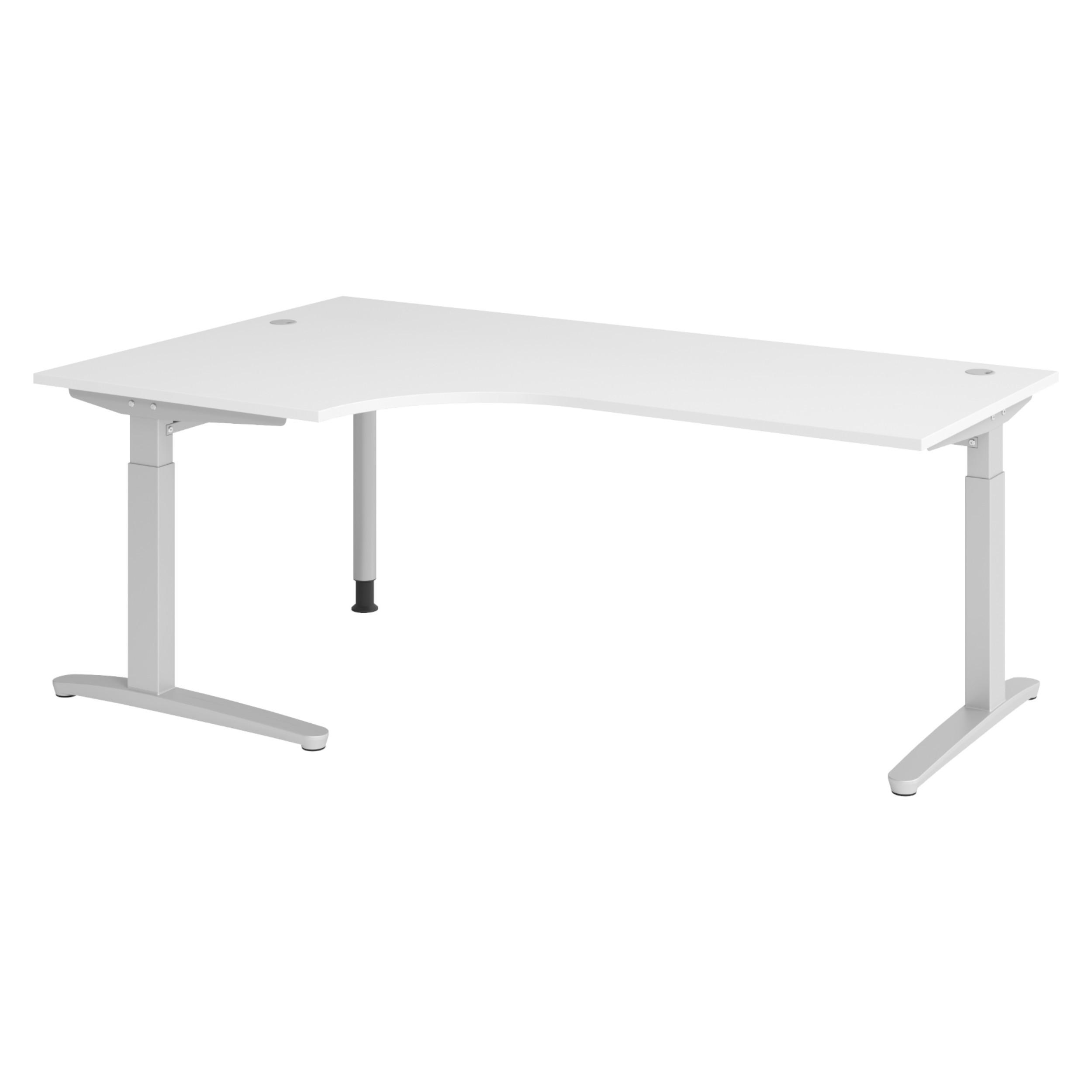 bümö Schreibtisch Weiß, Silber 200x74x120 cm