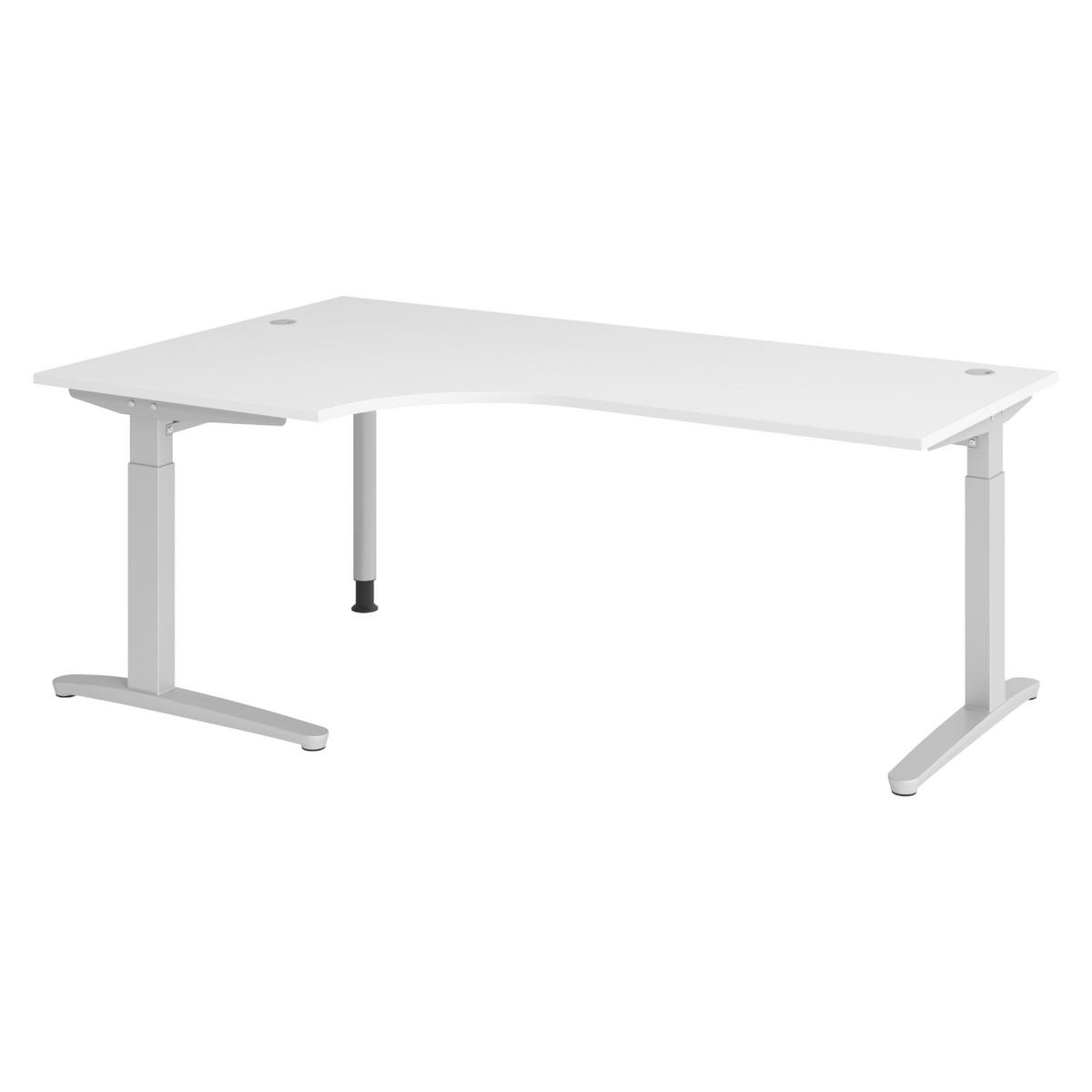 SCHREIBTISCH Serie-XB 120/200/74 cm in Weiß/Silberfarben - Silberfarben/Weiß, Holzwerkstoff (120/200/74cm) - bümö