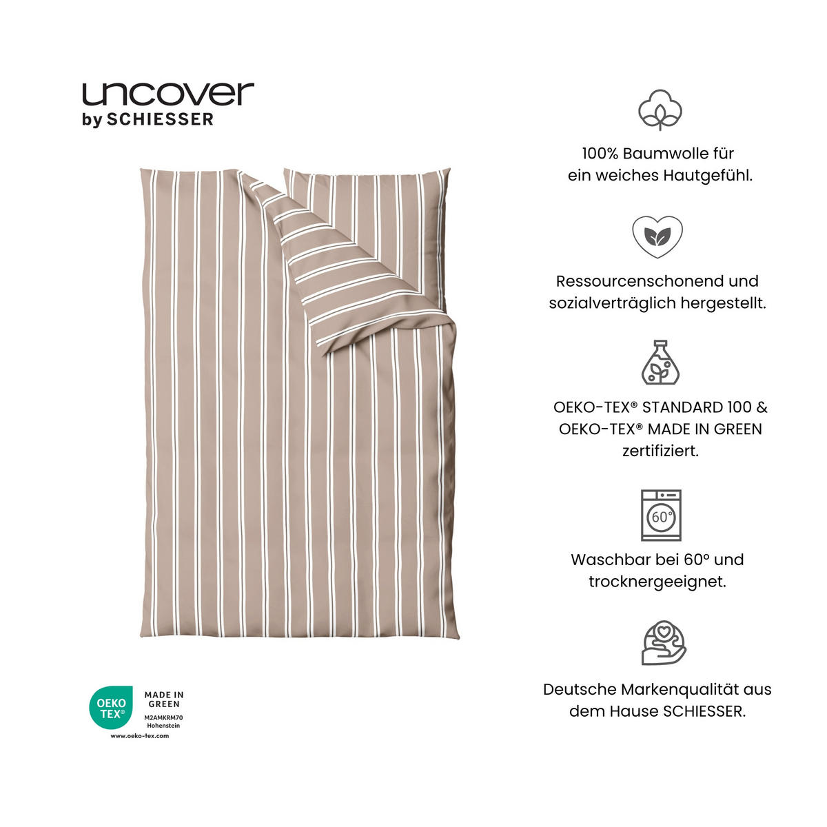 BETTWÄSCHESET Colorado - Renforcé - 2-teilig - 135x200cm - Taupe - Taupe, Textil (135/200cm) - Uncover by Schiesser