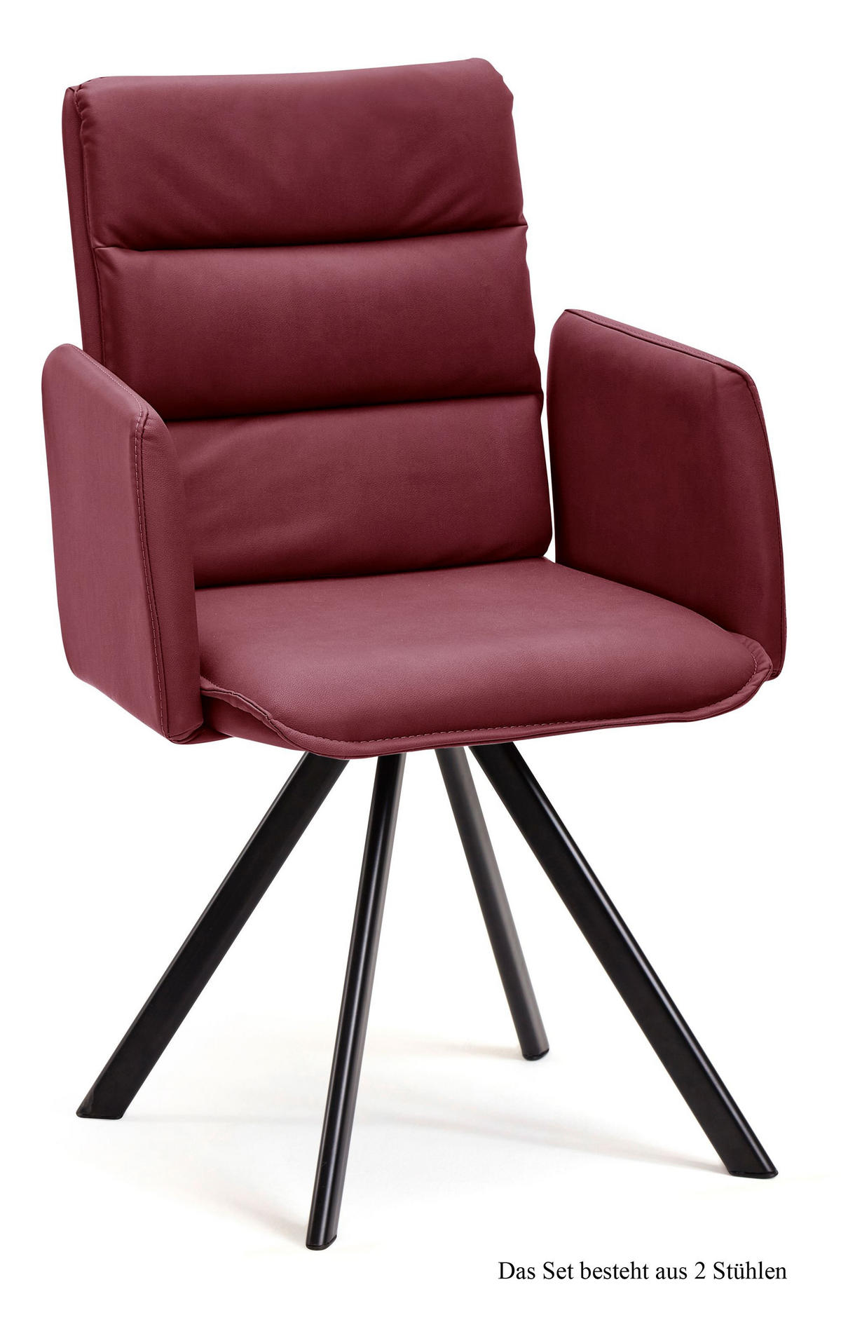 ARMLEHNSTUHL (2er-Set) Debby 52x92x60 Schwarz/Marsala - Brombeere/Schwarz, Kunststoff (60/92/52cm) - 58aufmkessel