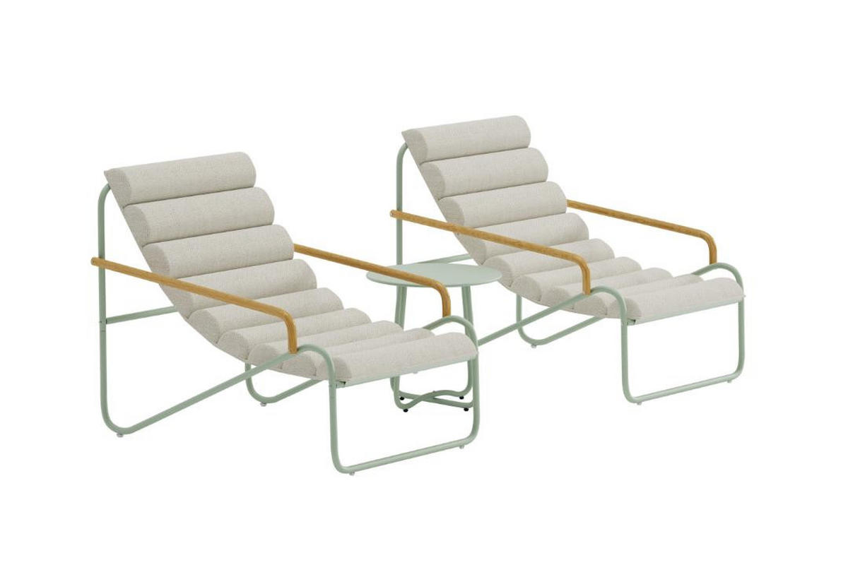 LOUNGE-SET, Ithaka, Grün, Stahl, 45 x 45 x 42 cm, 3-teilig - Grün, Metall - ebuy24