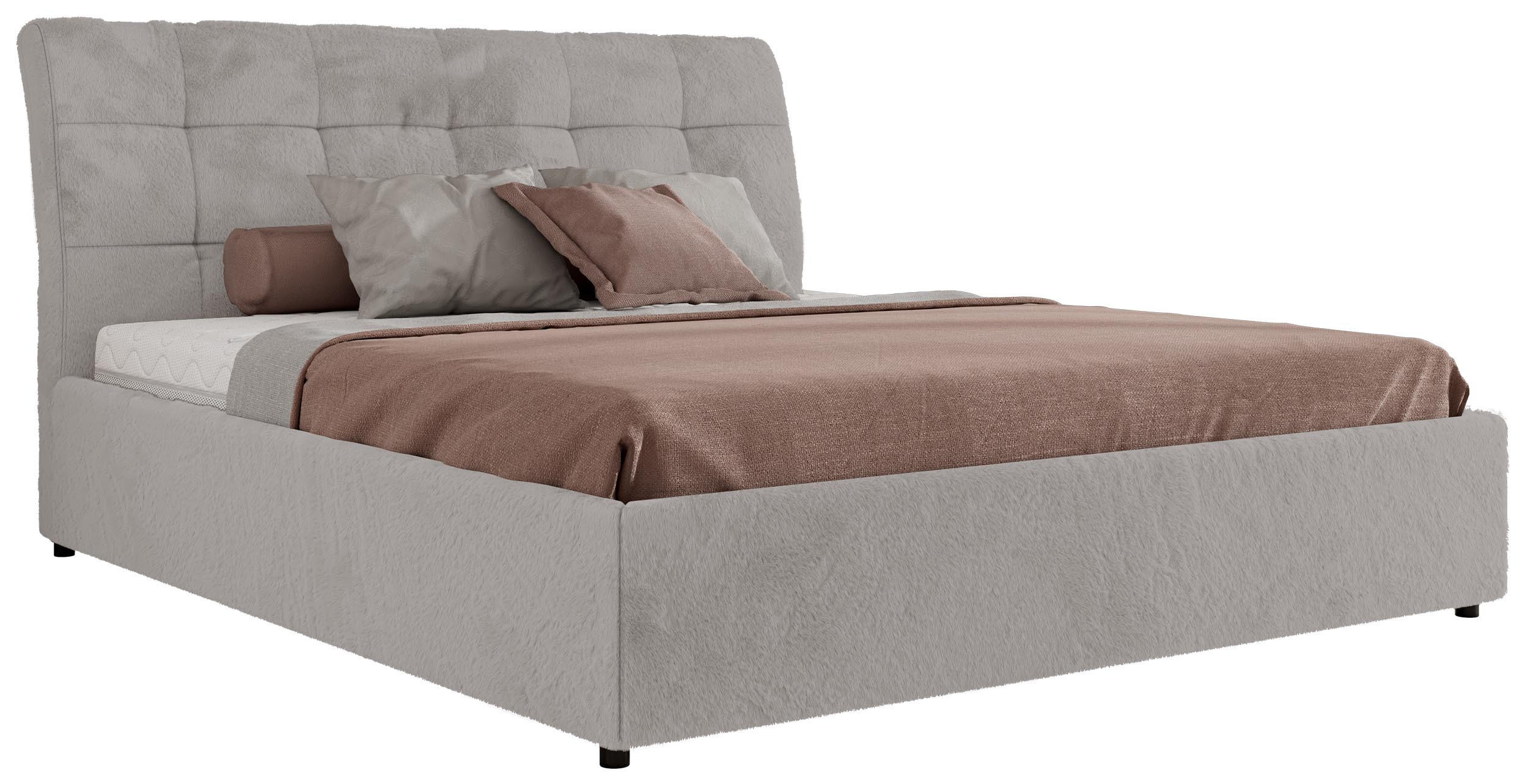 POLSTERBETT GALA CLASSIC 140/200 - Hellgrau Plüsch - ohne Matratze - Hellgrau, Textil (140/200cm) - MKS