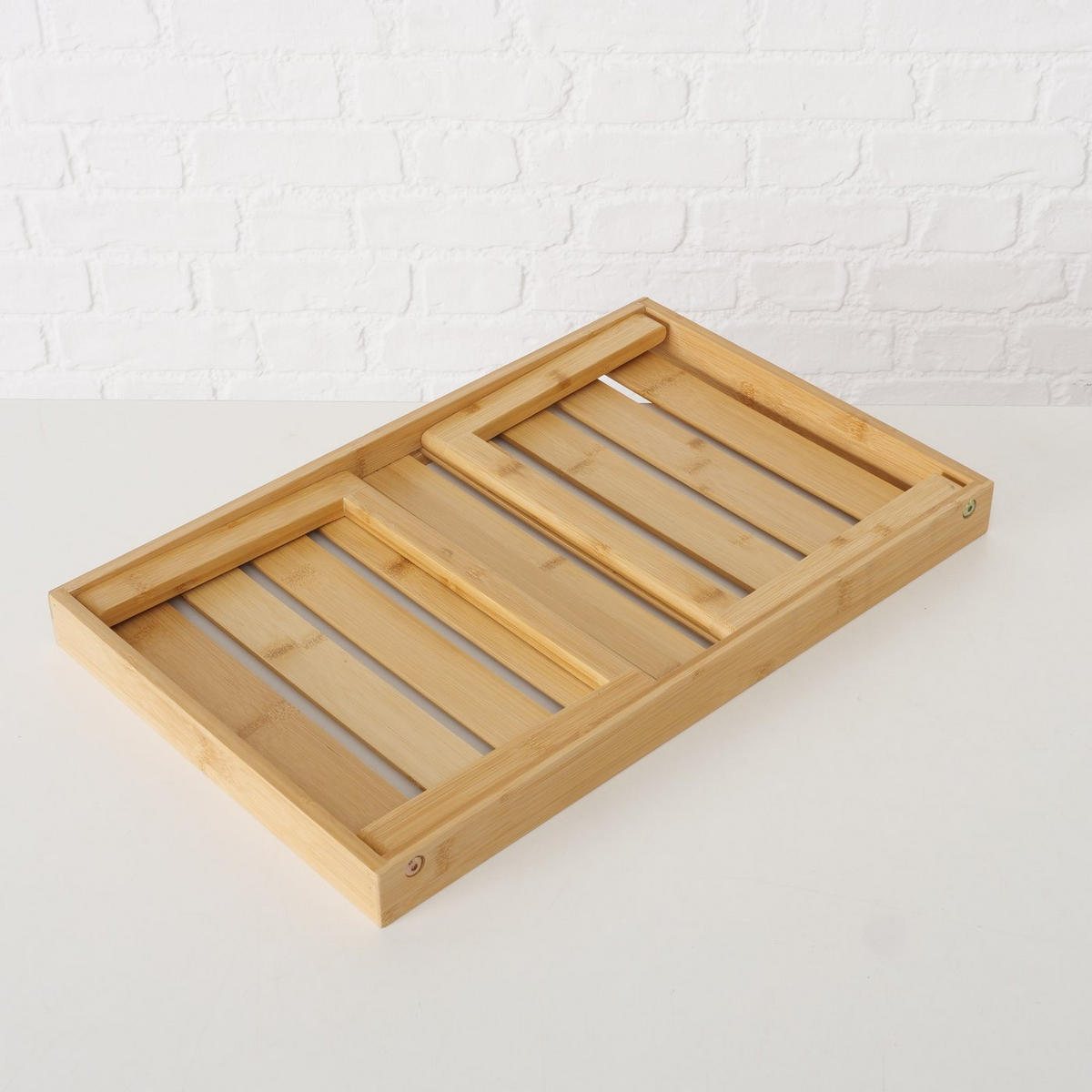 FRÜHSTÜCKSTABLETT mit Beinen Gobi Beige 66/31,5/20,5 cm - Beige, Naturmaterialen (31.5/20.5/66cm) - Boltze Home