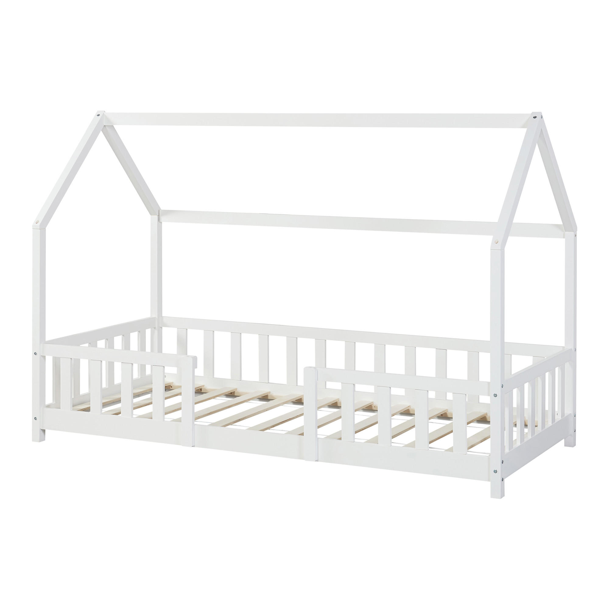 HAUSBETT Sisimiut mit Matratze - Weiß, Holz/Textil (90/200cm) - [en.casa]