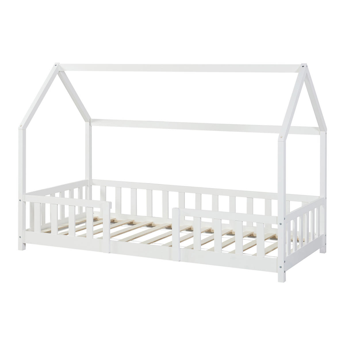 HAUSBETT Sisimiut mit Matratze - Weiß, Holz/Textil (90/200cm) - [en.casa]