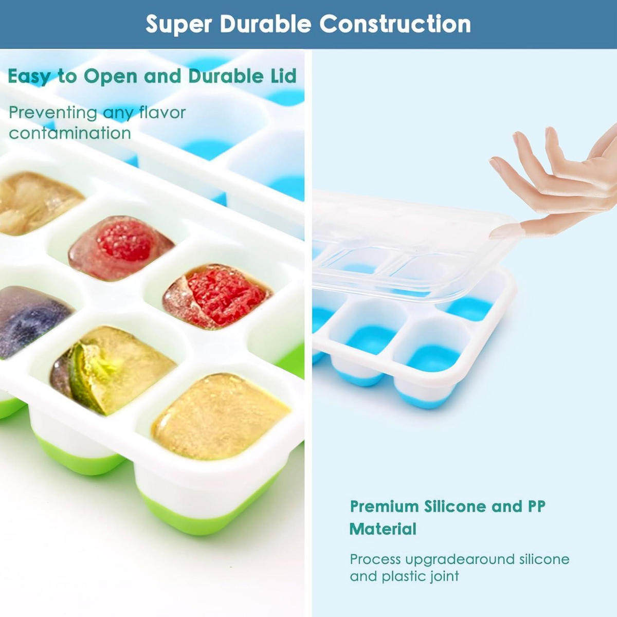 EISWÜRFELFORM 4-teiliges Set mit Deckel - Multicolor, Kunststoff (3.1/25.4/9.8cm)