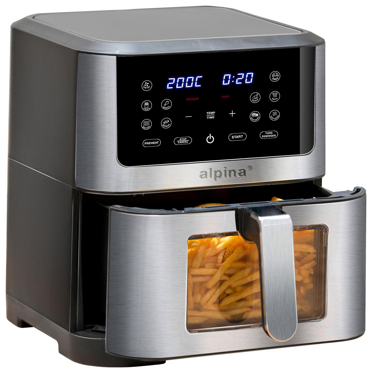 HEISSLUFTFRITTEUSE Alpina Schwarz/Silber max. 1800 Watt - Schwarz, Metall (38/29.5/36.5cm) - Alpina 6287