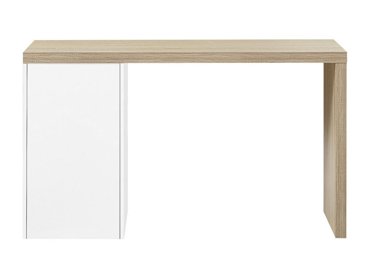 SCHREIBTISCH mit 1 Schublade & 1 Schrank - Holzfarben & Weiß - ACUNEZA - Naturfarben, Holz (50/131/75cm) - Vente-Unique